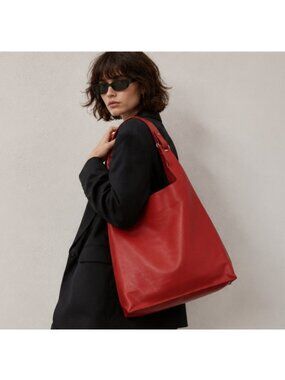 LUMI Archive Supermarket Bag Large Red White Leather Tote Shoulder Bag Laptop A4